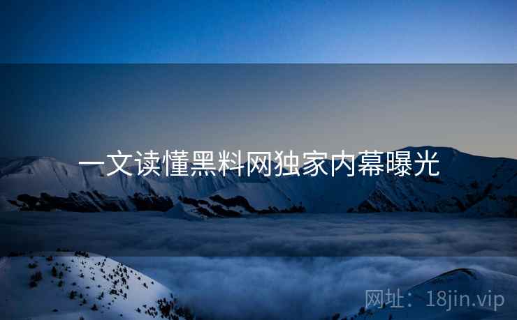 一文读懂黑料网独家内幕曝光
